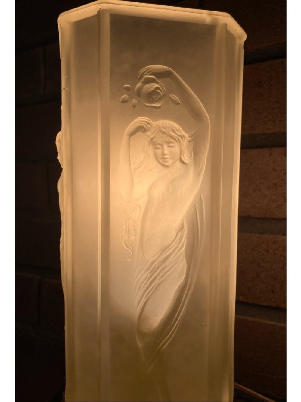 Vintage Tiffin #16265 Art Deco Nude Lady Dancing Glass Torchiere Lamp with Embos - Picture 6 of 8